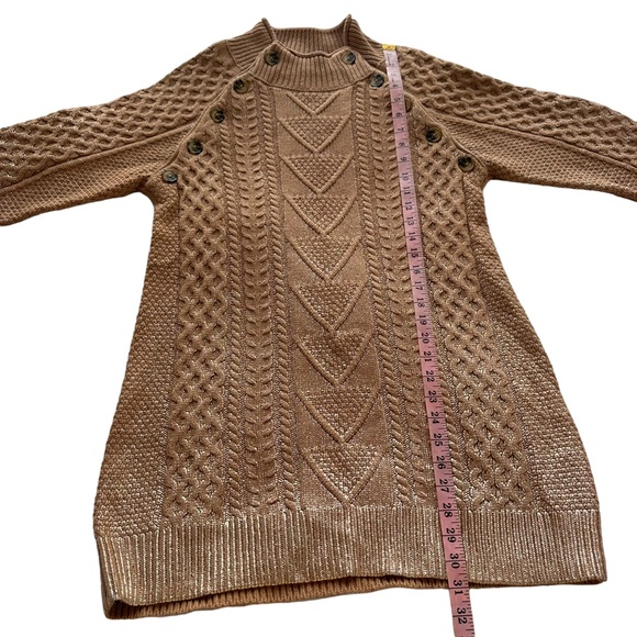 Pilcro Anthropologie Sz S Tan Gold Metallic Cable Knit Tunic sweater - Picture 14 of 14